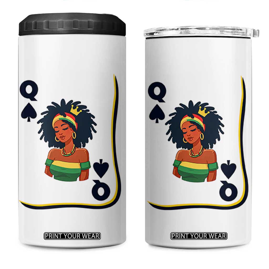 Queen Of Spades Black Girl 4 in 1 Can Cooler Tumbler African American Women Pride TS12 One Size: 16 oz White Print Your Wear