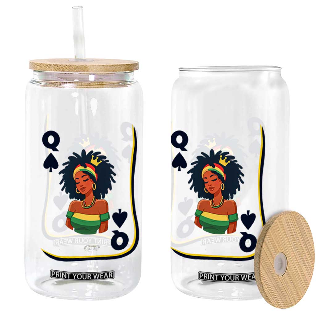 Queen Of Spades Black Girl Glass Can African American Women Pride TS12 Print Your Wear