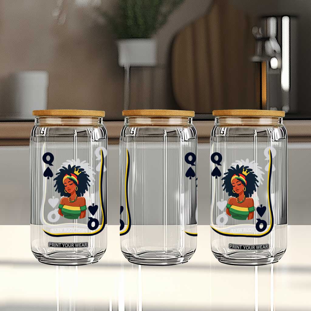 Queen Of Spades Black Girl Glass Can African American Women Pride TS12 Print Your Wear