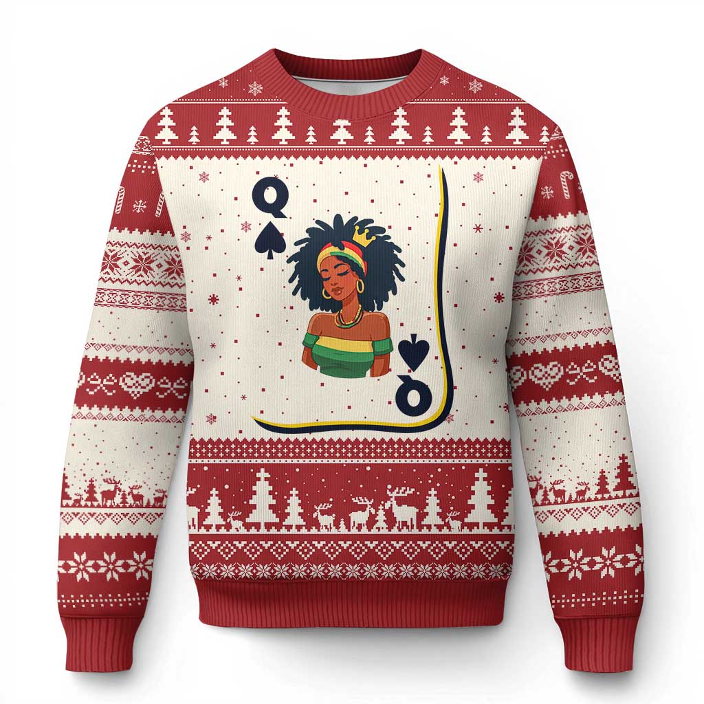 Queen Of Spades Black Girl Ugly Christmas Sweater African American Women Pride TS12 Beige Red Print Your Wear