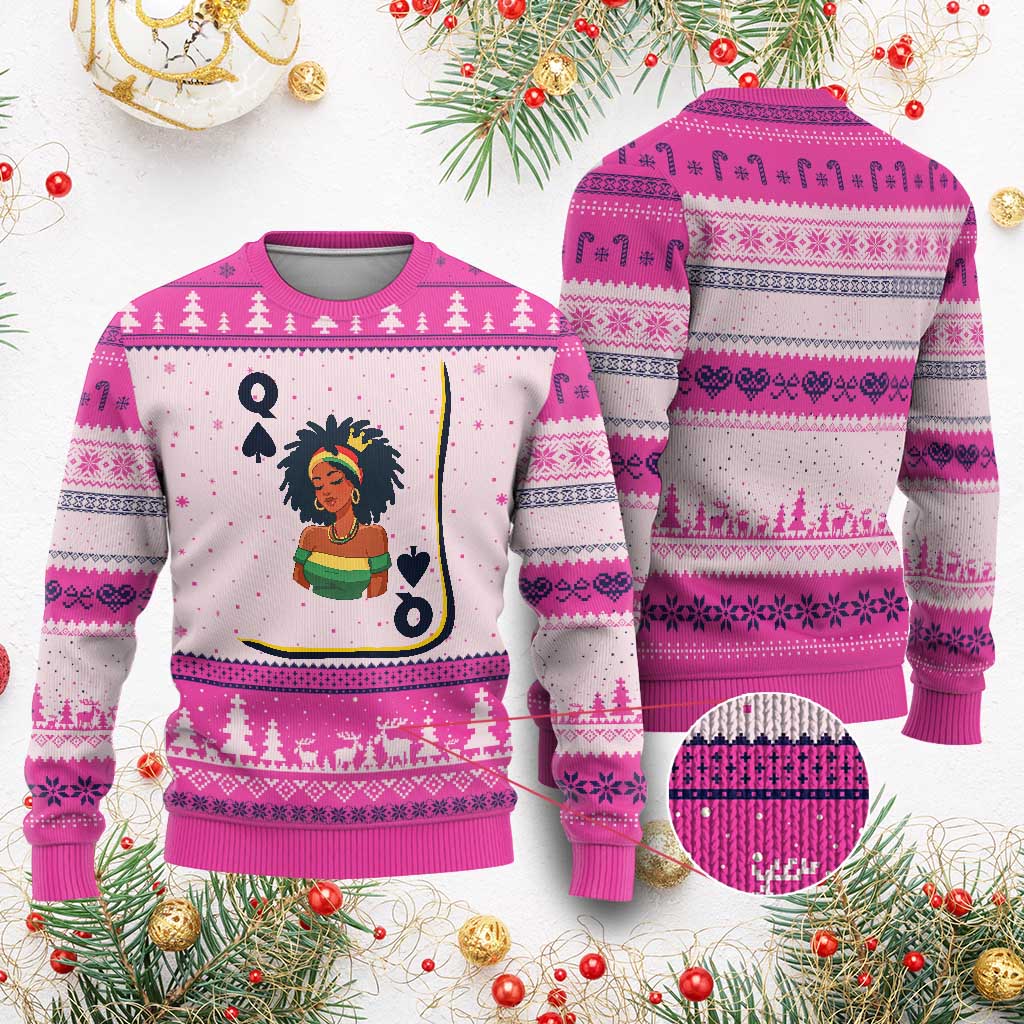 Queen Of Spades Black Girl Ugly Christmas Sweater African American Women Pride TS12 Hot Pink Print Your Wear