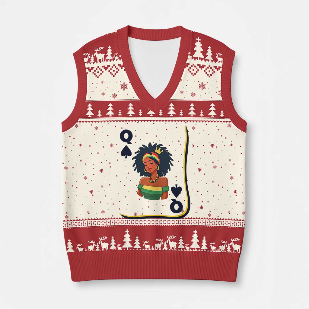 Queen Of Spades Black Girl V-Neck Knit Sweater Vest African American Women Pride TS12 Beige Red Print Your Wear