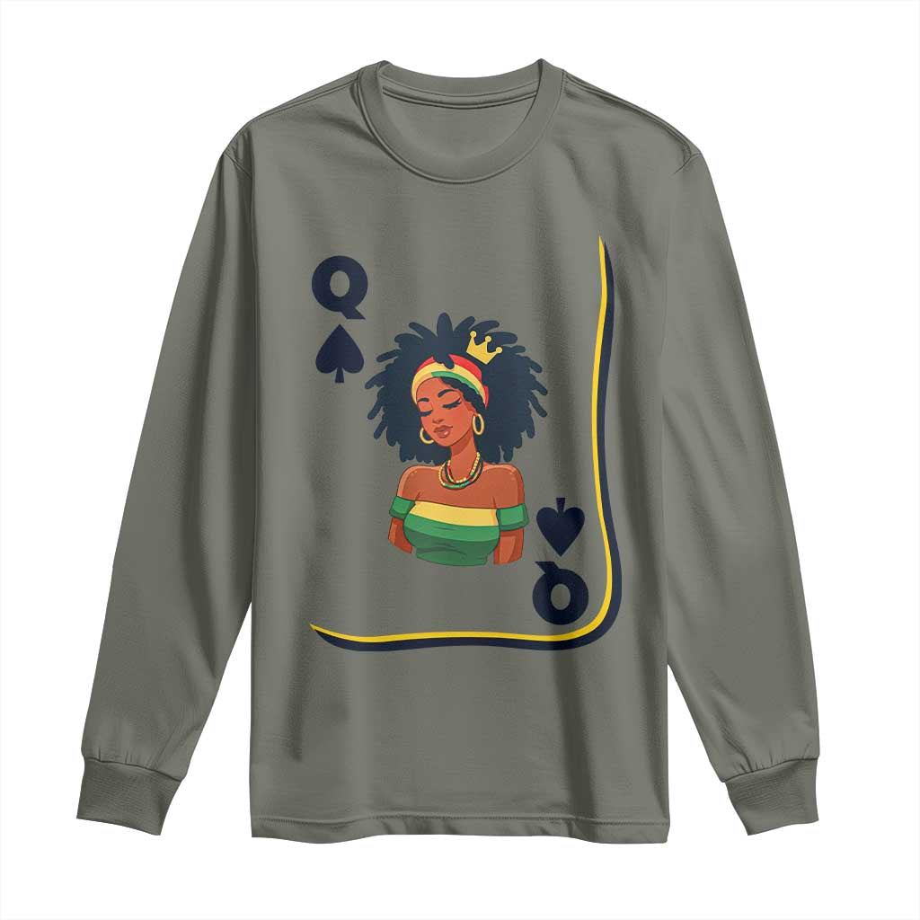 Queen Of Spades Black Girl Long Sleeve Shirt African American Women Pride TS12 Military Green Print Your Wear