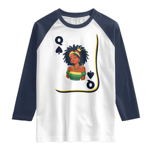 Queen Of Spades Black Girl Raglan Shirt African American Women Pride TS12 White Navy Print Your Wear