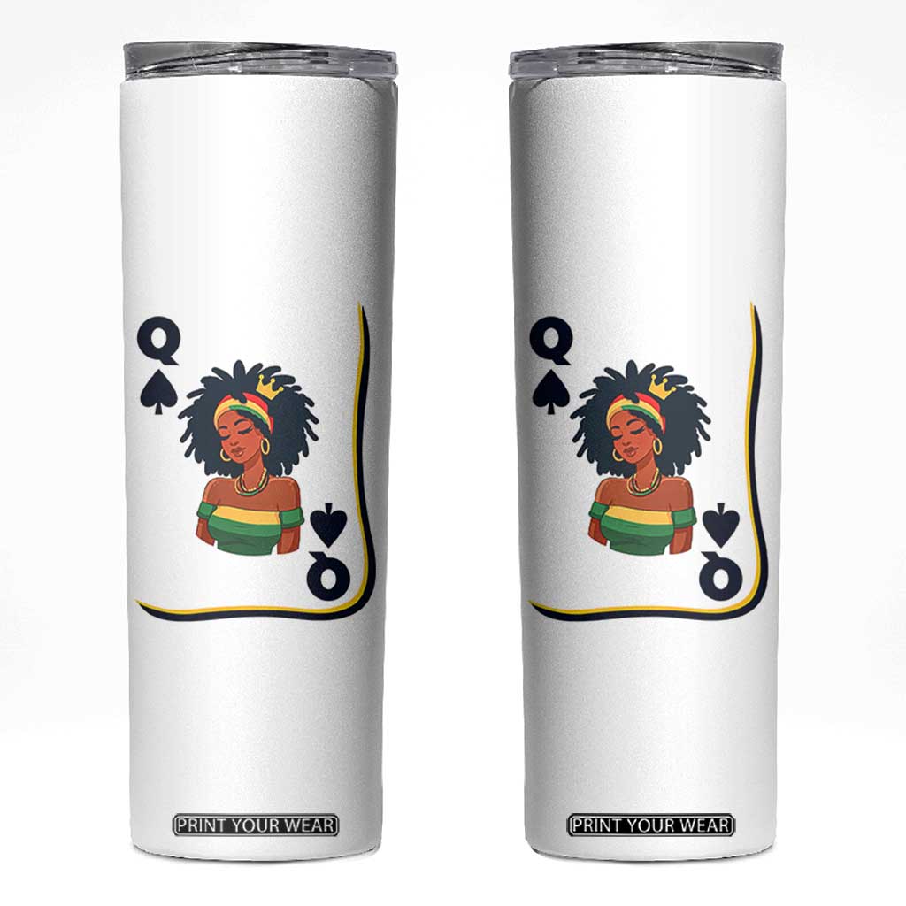 Queen Of Spades Black Girl Skinny Tumbler African American Women Pride TS12 White Print Your Wear