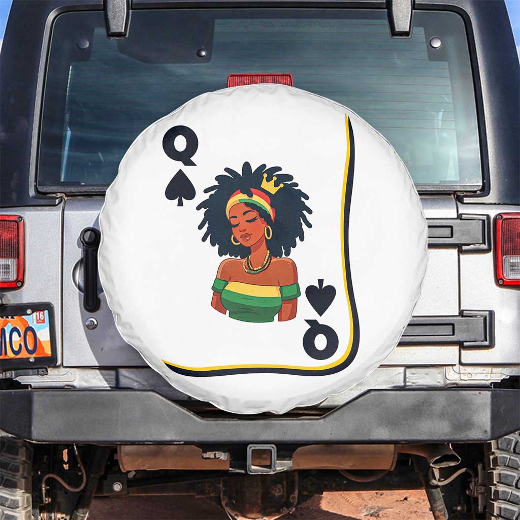 Queen Of Spades Black Girl Spare Tire Cover African American Women Pride TS12 No hole White Print Your Wear
