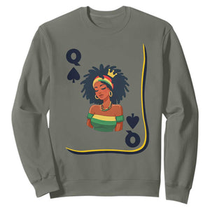 Queen Of Spades Black Girl Sweatshirt African American Women Pride TS12 Military Green Print Your Wear