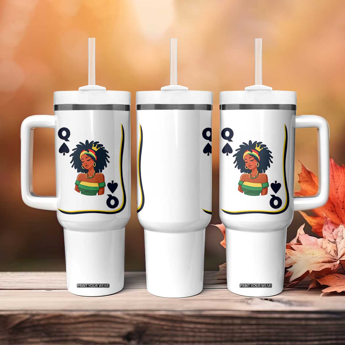 Queen Of Spades Black Girl Tumbler With Handle African American Women Pride TS12 Print Your Wear