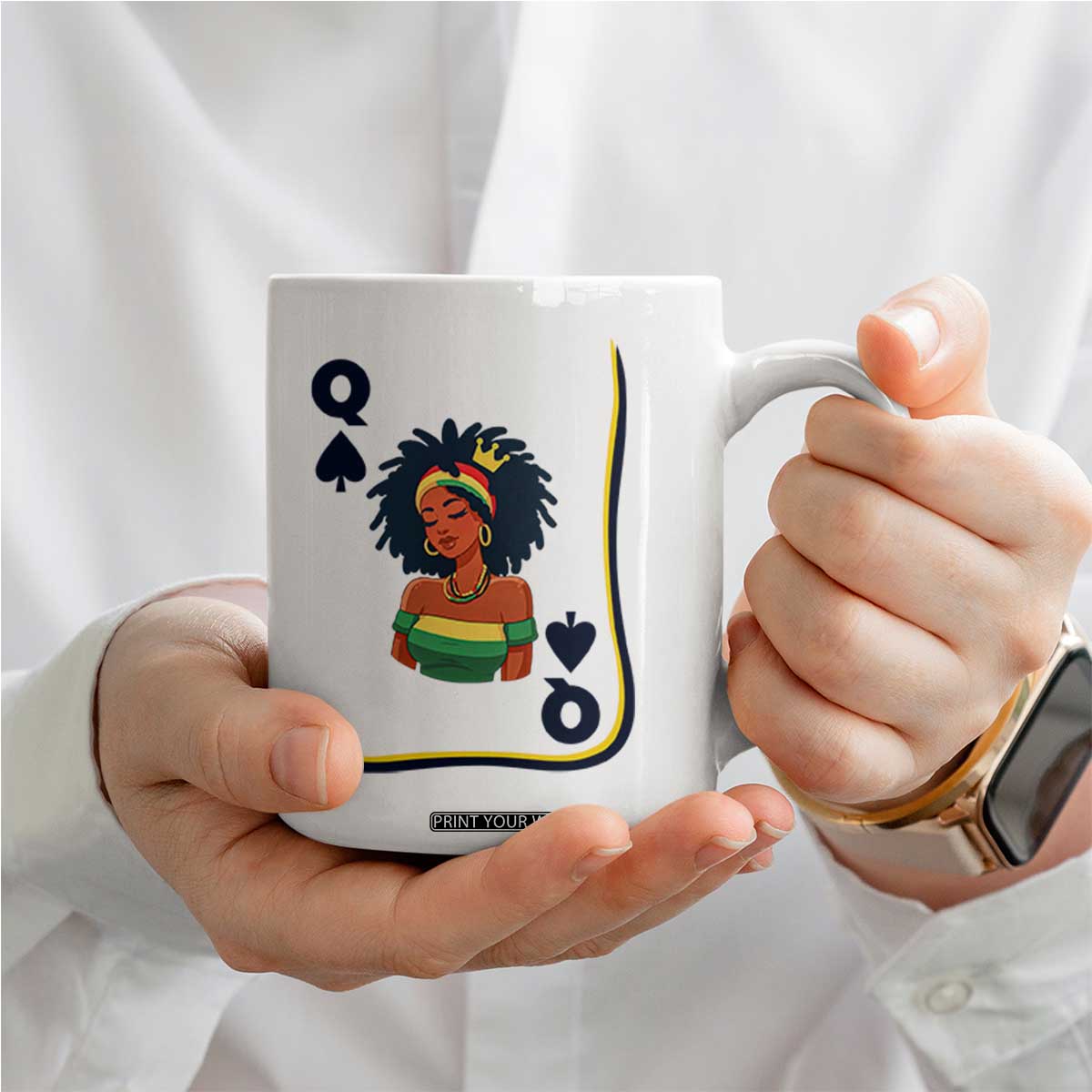 Queen Of Spades Black Girl Coffee Mug African American Women Pride TS12 Print Your Wear