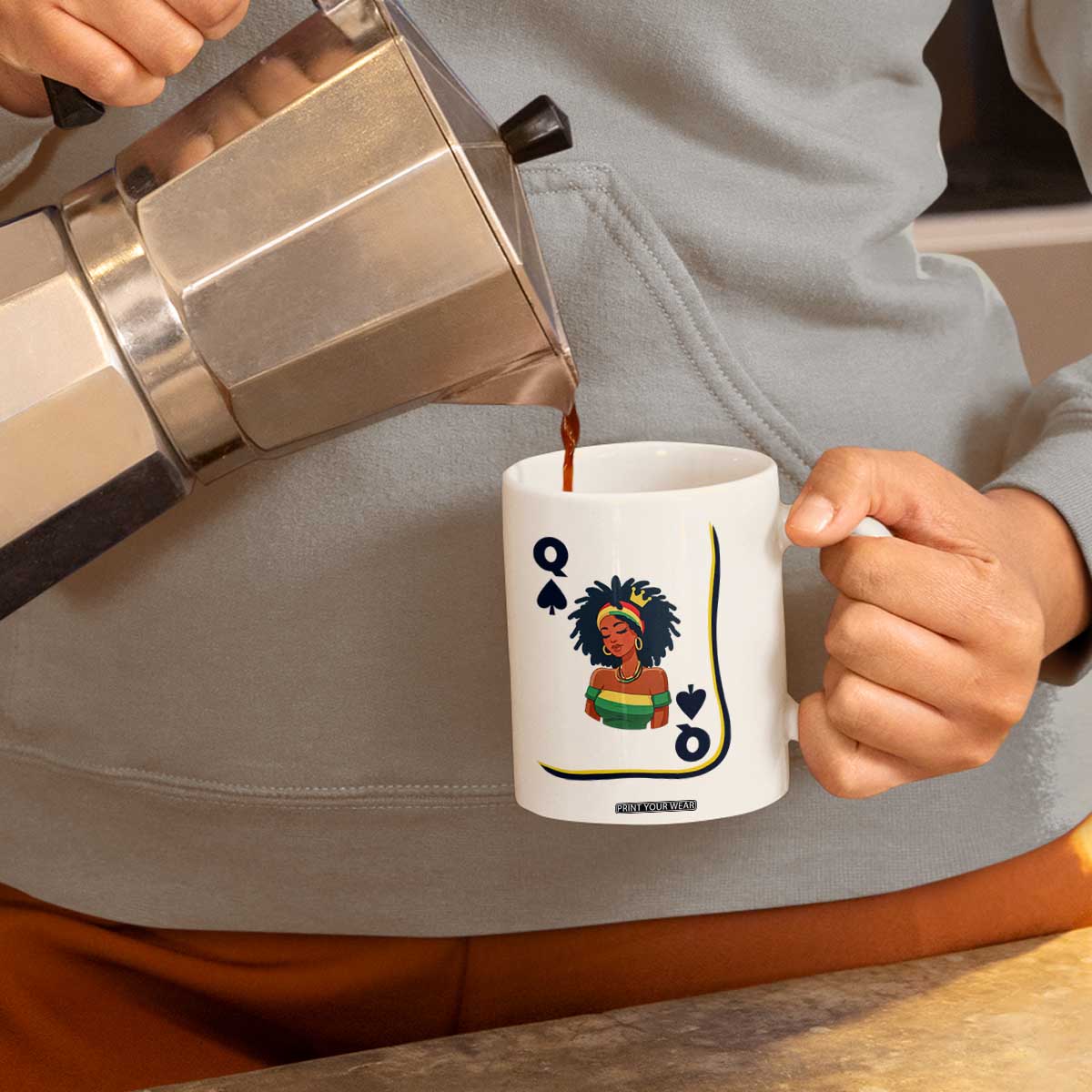 Queen Of Spades Black Girl Coffee Mug African American Women Pride TS12 Print Your Wear