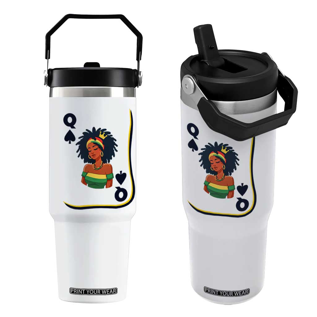 Queen Of Spades Black Girl Flip Straw Tumbler African American Women Pride TS12 One Size: 30 oz White Print Your Wear