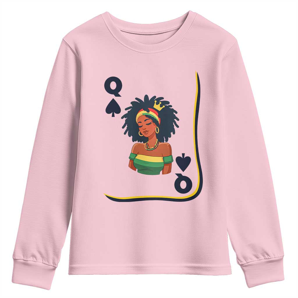 Queen Of Spades Black Girl Youth Sweatshirt African American Women Pride TS12 Light Pink Print Your Wear