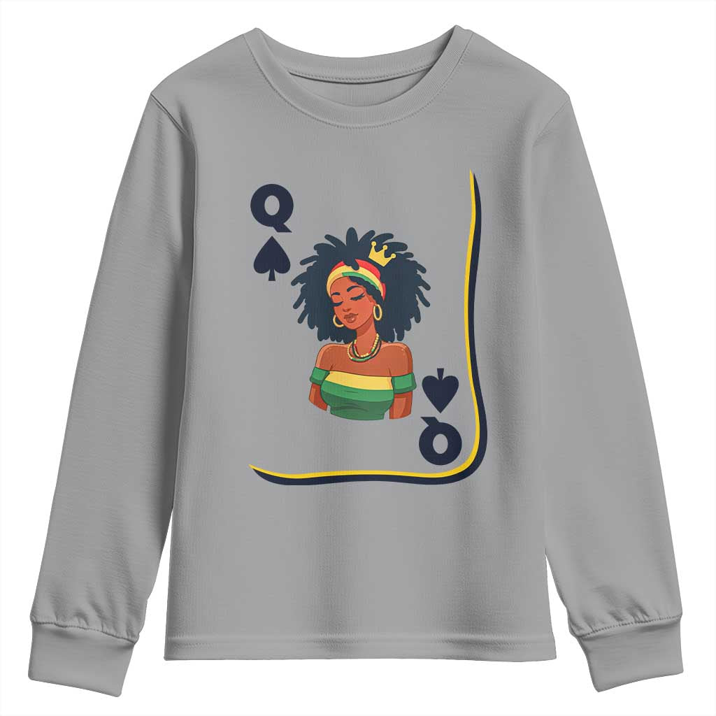 Queen Of Spades Black Girl Youth Sweatshirt African American Women Pride TS12 Sport Gray Print Your Wear