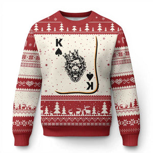 Black King Lion Ugly Christmas Sweater African American Black History Month Gift TS12 Beige Red Print Your Wear