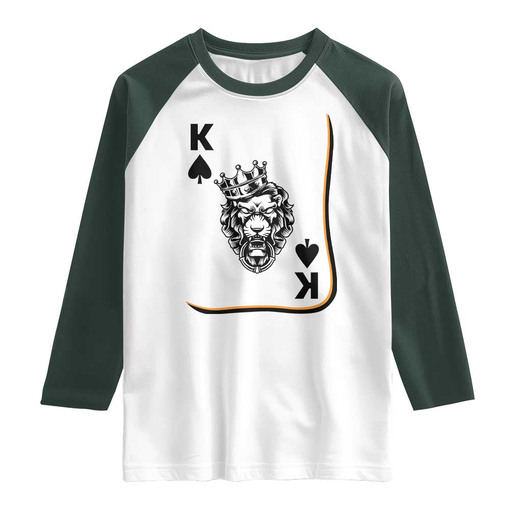 Black King Lion Raglan Shirt African American Black History Month Gift TS12 White Dark Forest Green Print Your Wear