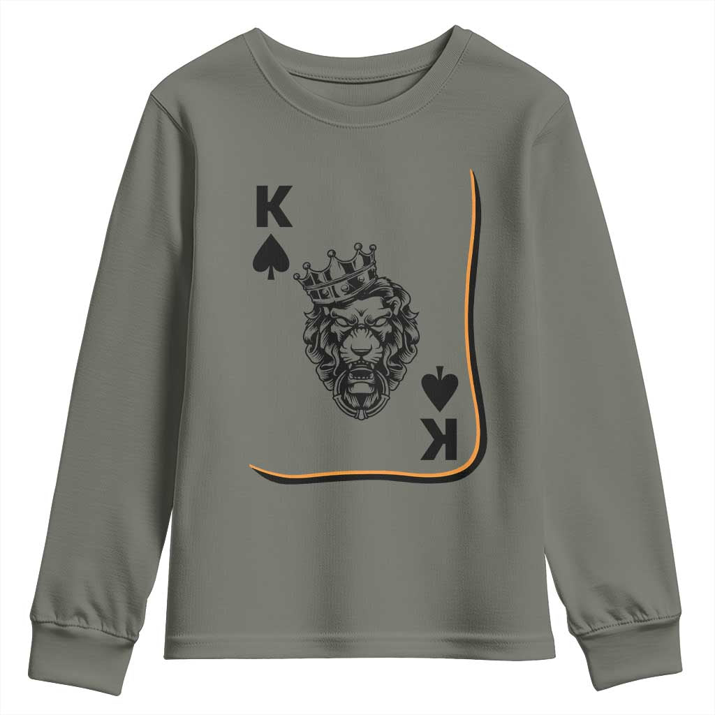 Black King Lion Youth Sweatshirt African American Black History Month Gift TS12 Military Green Print Your Wear
