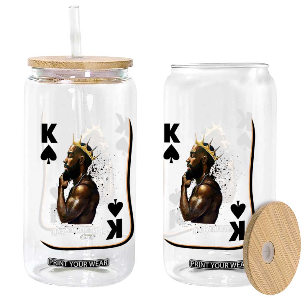 King Of Spades Black Man Glass Can African American Men Pride TS12 Print Your Wear