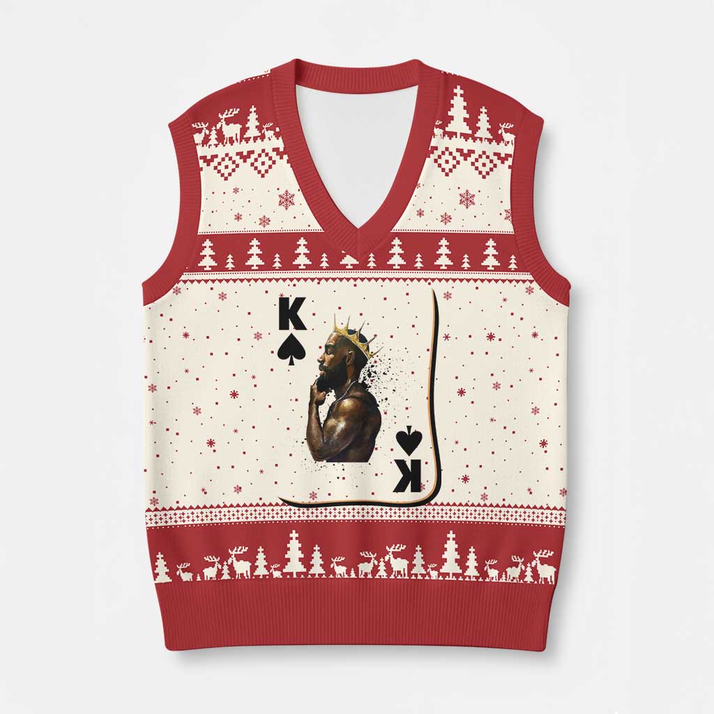 King Of Spades Black Man V-Neck Knit Sweater Vest African American Men Pride TS12 Beige Red Print Your Wear