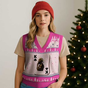 King Of Spades Black Man V-Neck Knit Sweater Vest African American Men Pride TS12 Hot Pink Print Your Wear