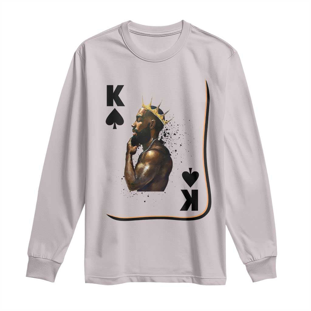 King Of Spades Black Man Long Sleeve Shirt African American Men Pride TS12 Ice Gray Print Your Wear
