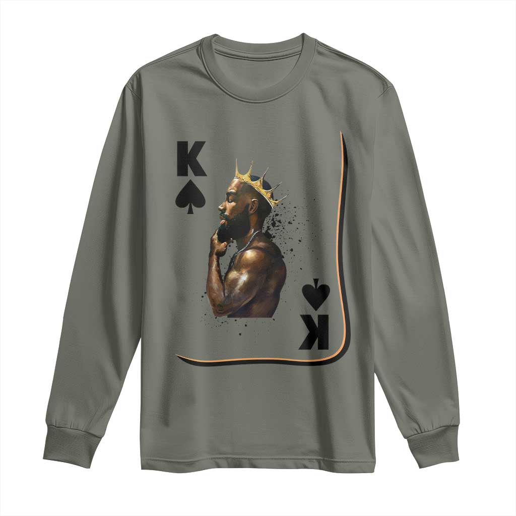 King Of Spades Black Man Long Sleeve Shirt African American Men Pride TS12 Military Green Print Your Wear