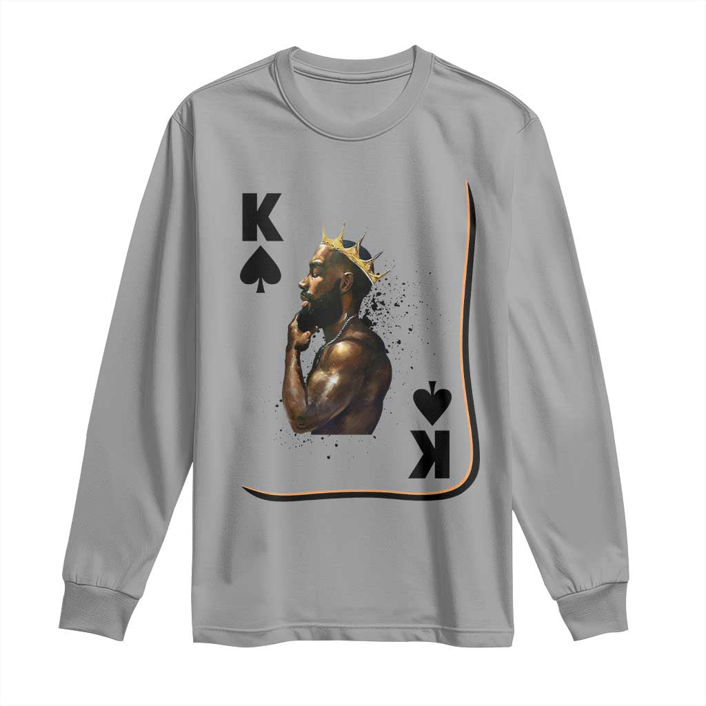 King Of Spades Black Man Long Sleeve Shirt African American Men Pride TS12 Sport Gray Print Your Wear