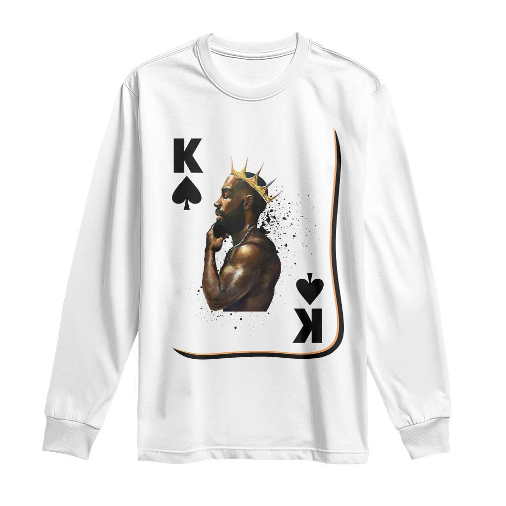 King Of Spades Black Man Long Sleeve Shirt African American Men Pride TS12 White Print Your Wear
