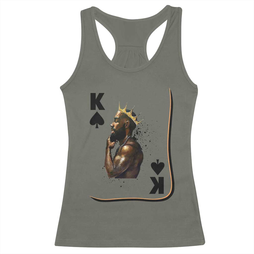 King Of Spades Black Man Racerback Tank Top African American Men Pride TS12 Military Green Print Your Wear