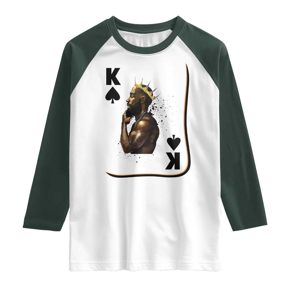 King Of Spades Black Man Raglan Shirt African American Men Pride TS12 White Dark Forest Green Print Your Wear