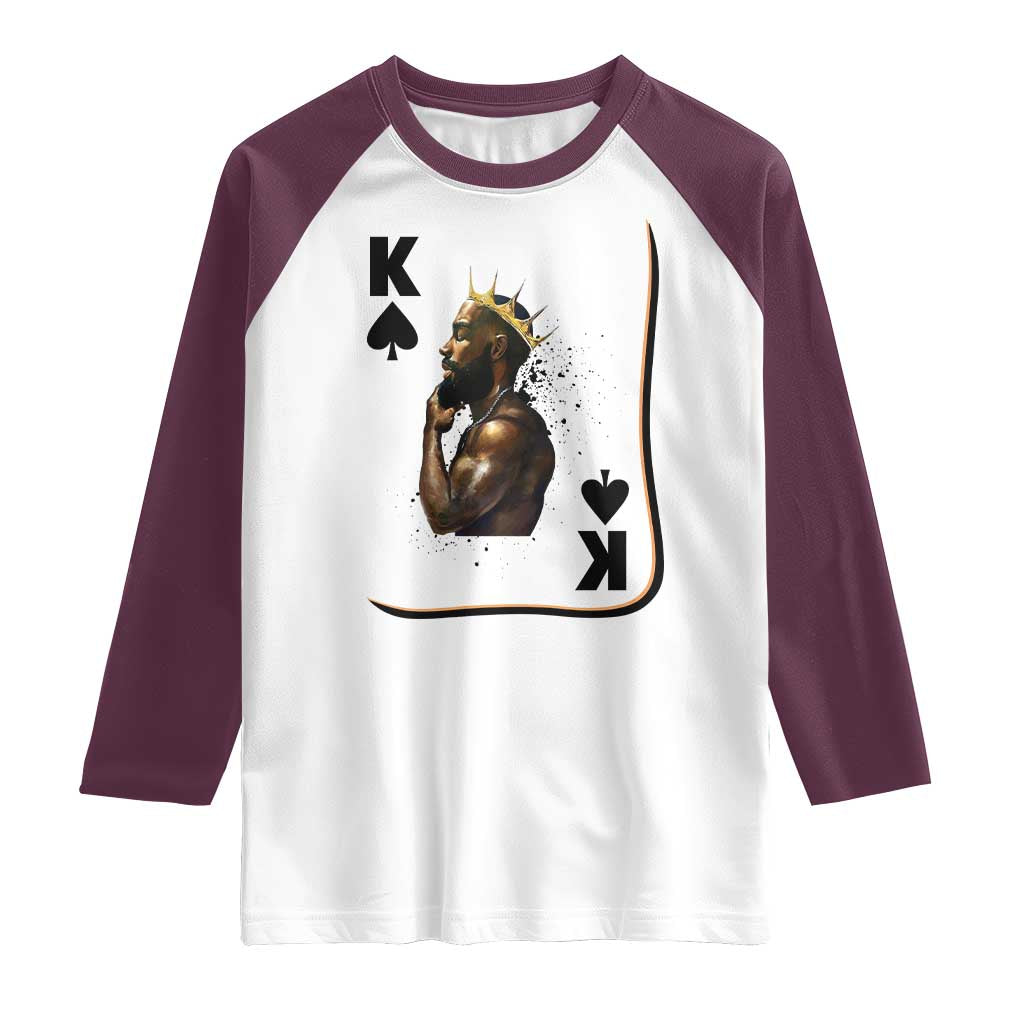 King Of Spades Black Man Raglan Shirt African American Men Pride TS12 White Maroon Print Your Wear