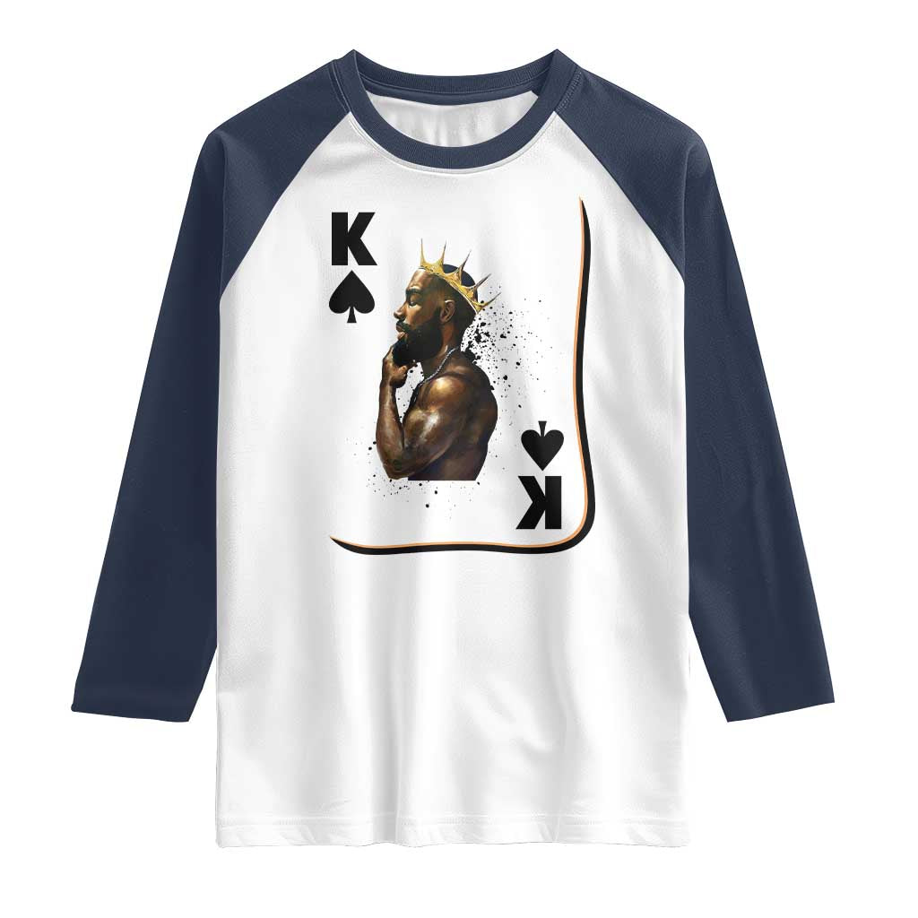 King Of Spades Black Man Raglan Shirt African American Men Pride TS12 White Navy Print Your Wear