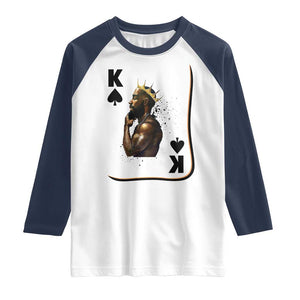King Of Spades Black Man Raglan Shirt African American Men Pride TS12 White Navy Print Your Wear