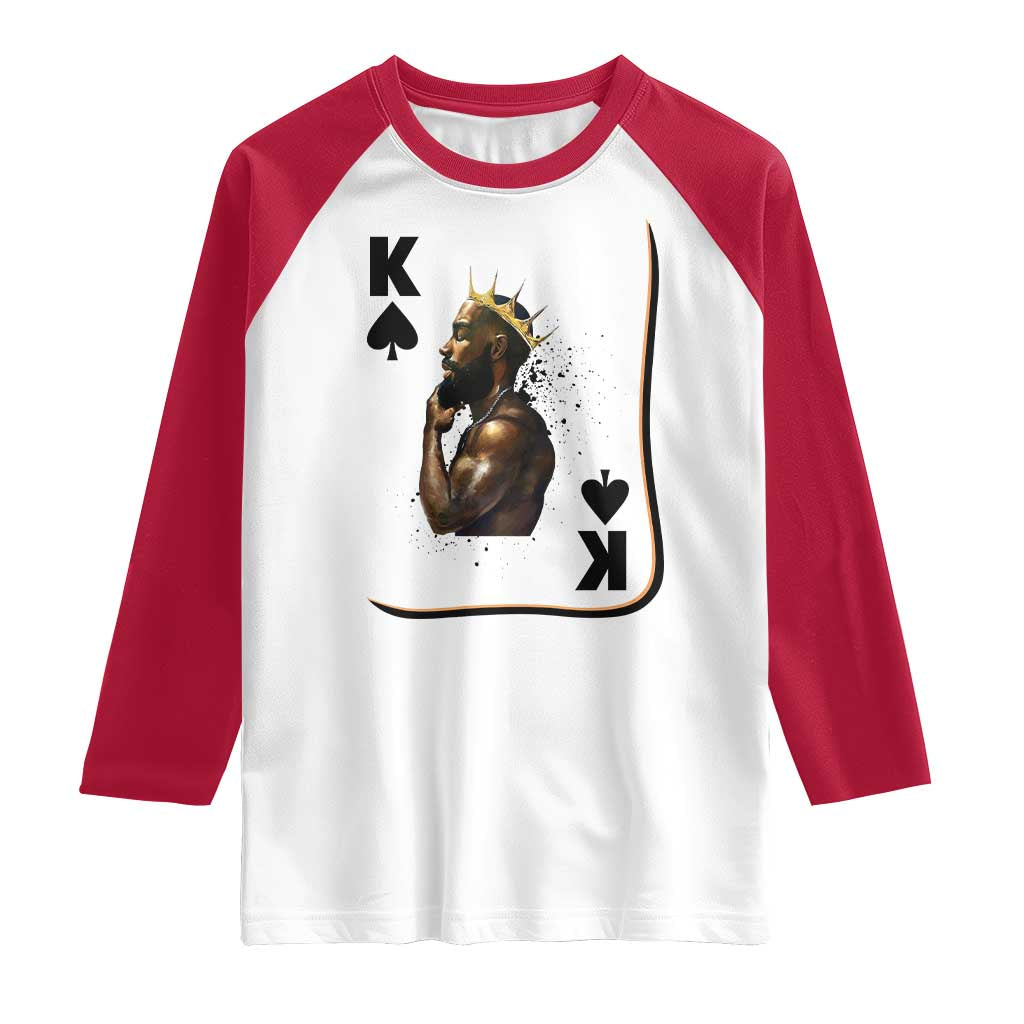 King Of Spades Black Man Raglan Shirt African American Men Pride TS12 White Red Print Your Wear