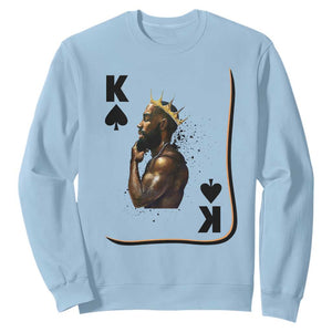 King Of Spades Black Man Sweatshirt African American Men Pride TS12 Light Blue Print Your Wear