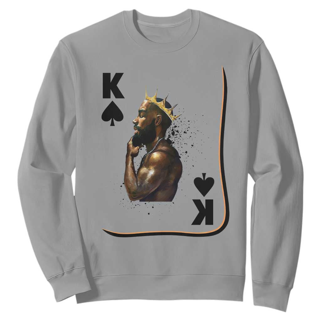 King Of Spades Black Man Sweatshirt African American Men Pride TS12 Sport Gray Print Your Wear