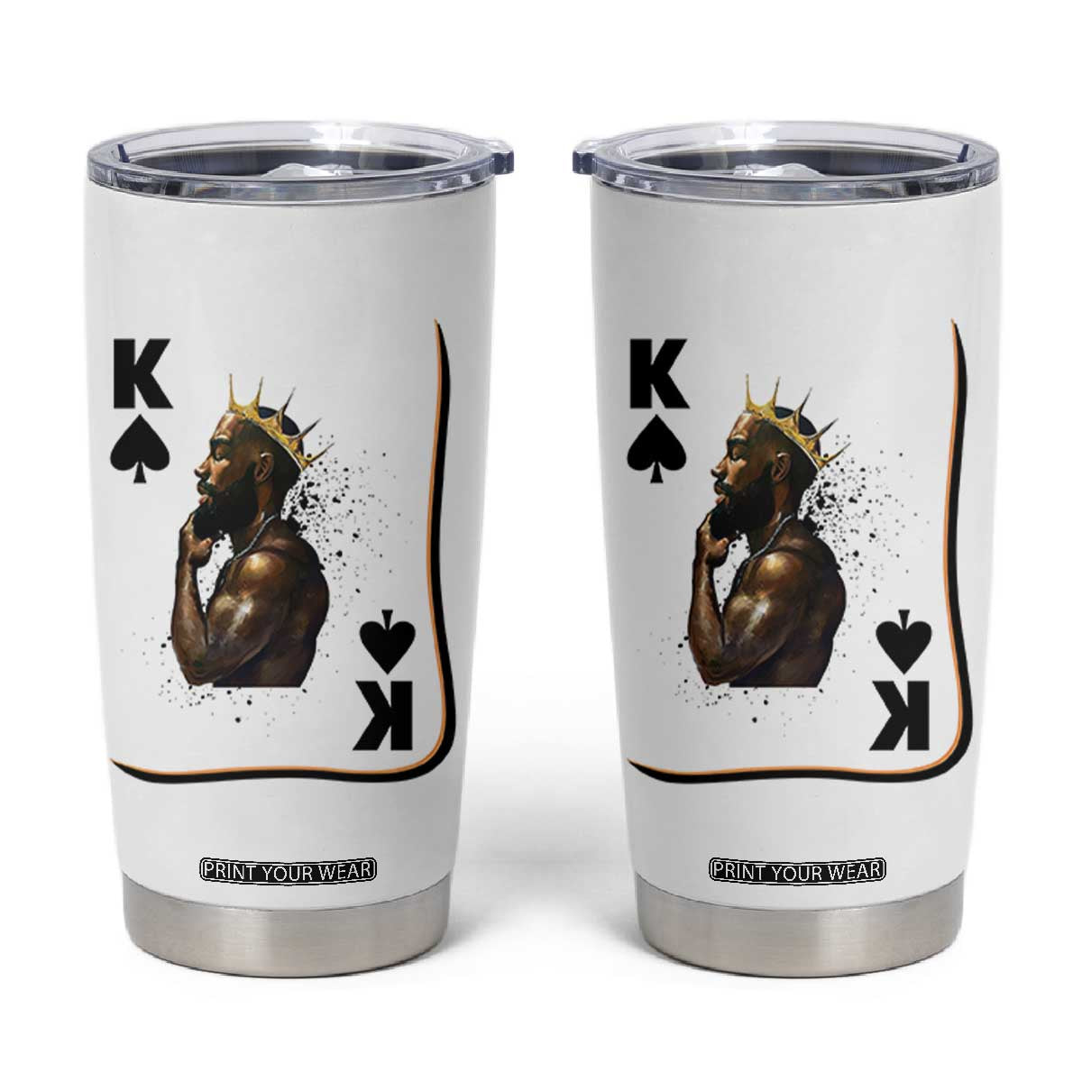 King Of Spades Black Man Tumbler Cup African American Men Pride TS12 White Print Your Wear
