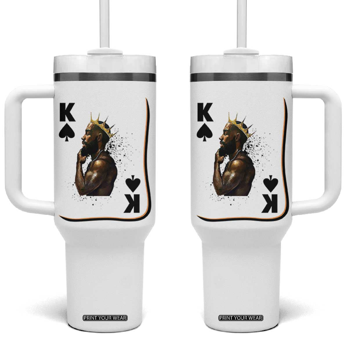 King Of Spades Black Man Tumbler With Handle African American Men Pride TS12 One Size: 40 oz White Print Your Wear