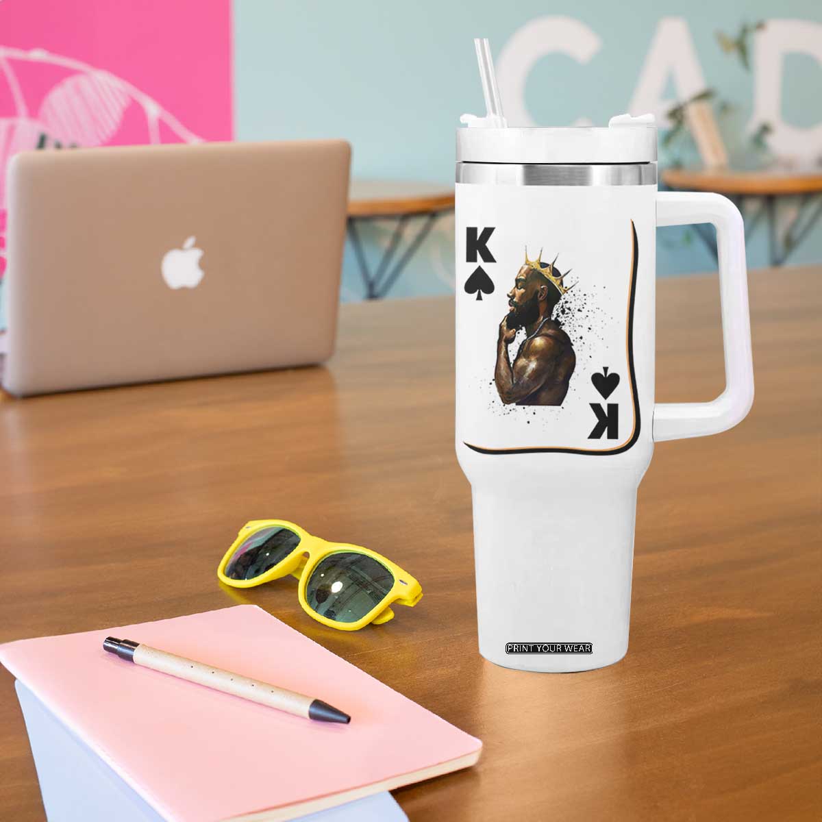 King Of Spades Black Man Tumbler With Handle African American Men Pride TS12 Print Your Wear