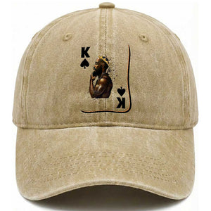 King Of Spades Black Man Washed Cotton Baseball Cap African American Men Pride TS12 Print Your Wear
