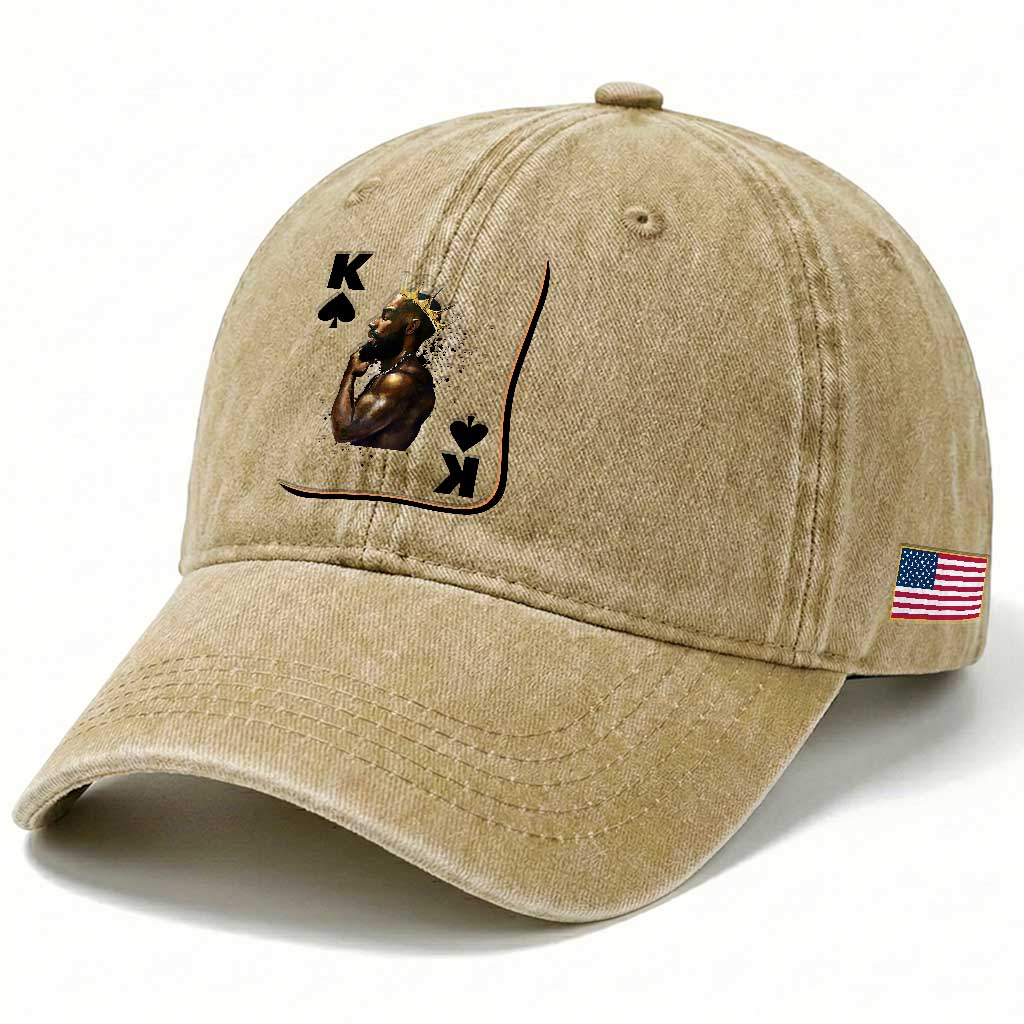 King Of Spades Black Man Washed Cotton Baseball Cap African American Men Pride TS12 Print Your Wear