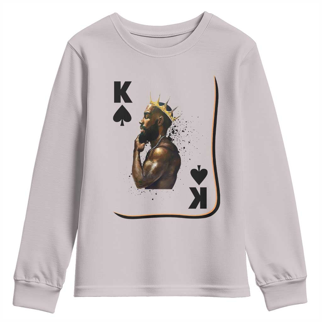 King Of Spades Black Man Youth Sweatshirt African American Men Pride TS12 Ice Gray Print Your Wear