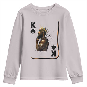 King Of Spades Black Man Youth Sweatshirt African American Men Pride TS12 Ice Gray Print Your Wear