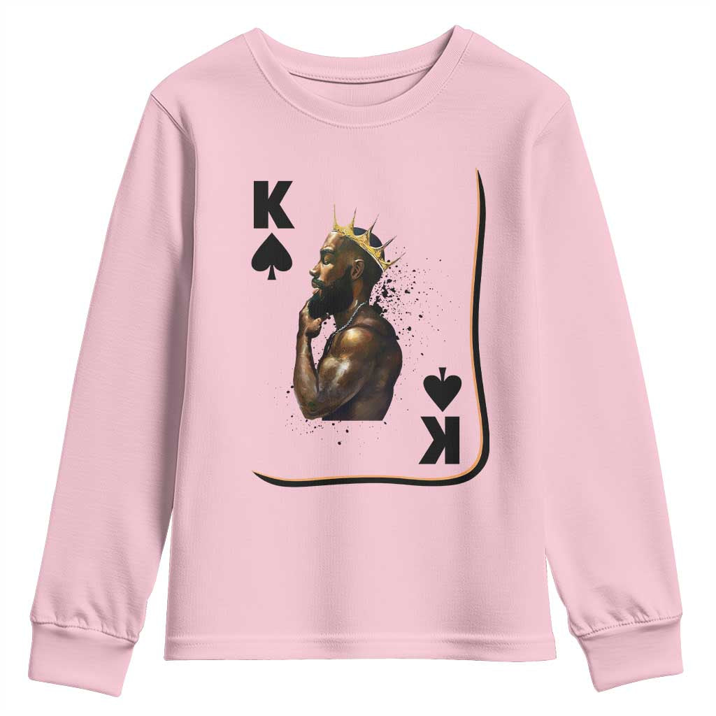King Of Spades Black Man Youth Sweatshirt African American Men Pride TS12 Light Pink Print Your Wear