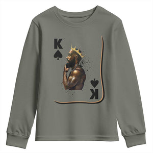 King Of Spades Black Man Youth Sweatshirt African American Men Pride TS12 Military Green Print Your Wear