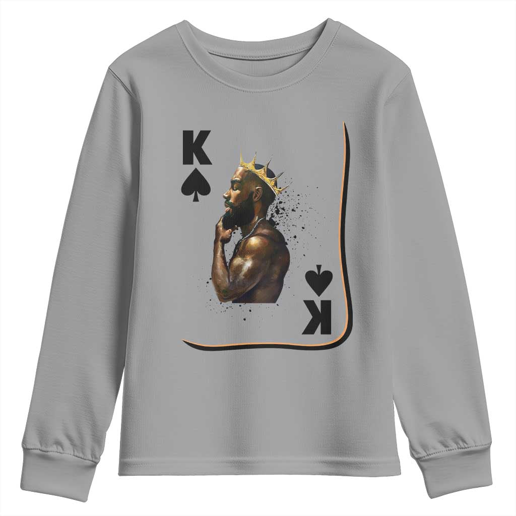 King Of Spades Black Man Youth Sweatshirt African American Men Pride TS12 Sport Gray Print Your Wear