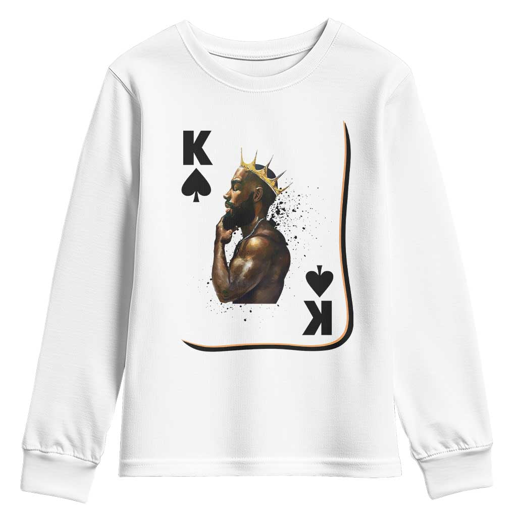 King Of Spades Black Man Youth Sweatshirt African American Men Pride TS12 White Print Your Wear