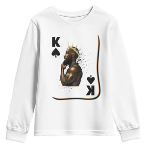 King Of Spades Black Man Youth Sweatshirt African American Men Pride TS12 White Print Your Wear