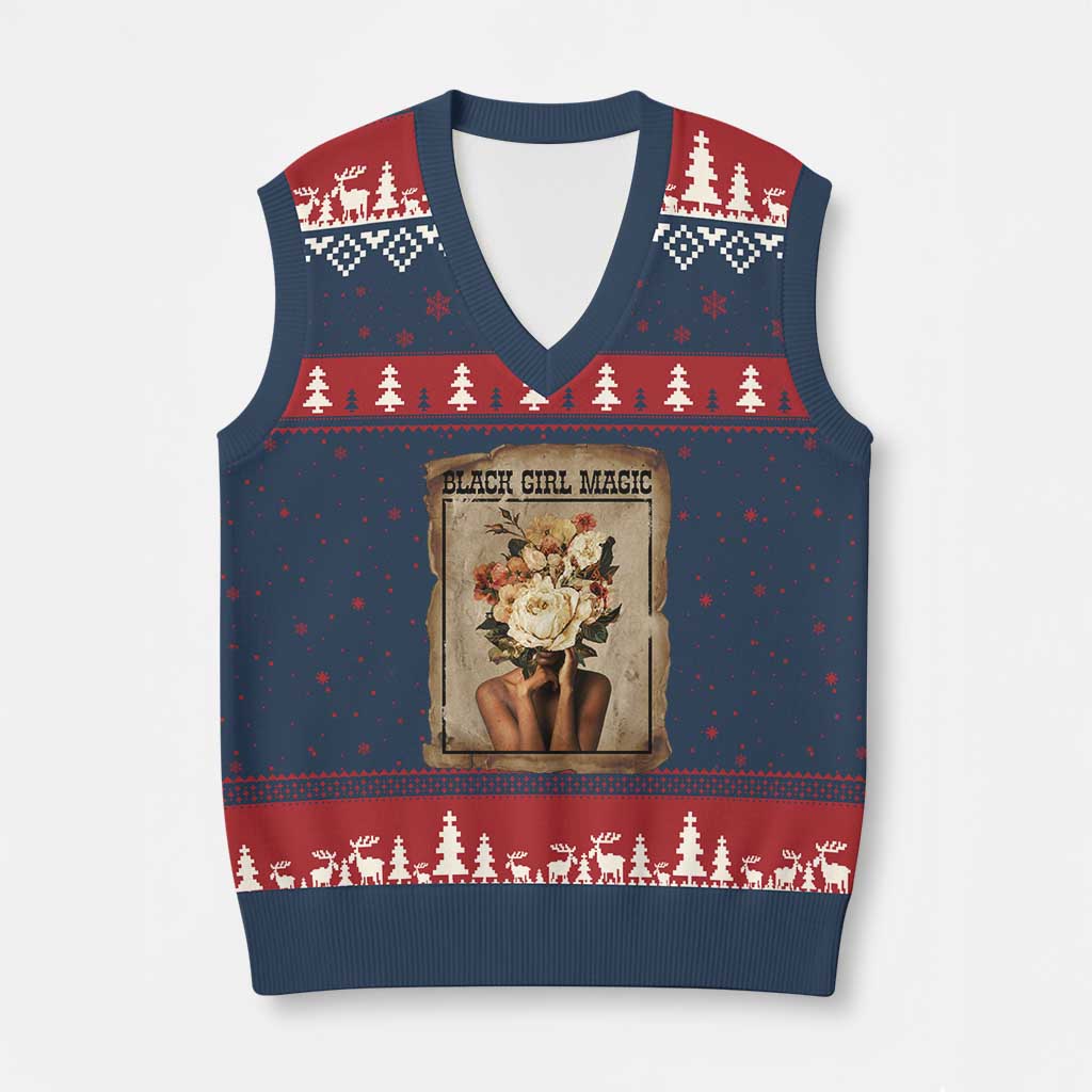 Black Girl Magic V-Neck Knit Sweater Vest Feminist Black Women In History TS12 Navy Red Print Your Wear