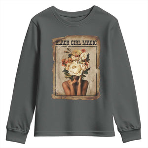 Black Girl Magic Youth Sweatshirt Feminist Black Women In History TS12 Dark Heather Print Your Wear