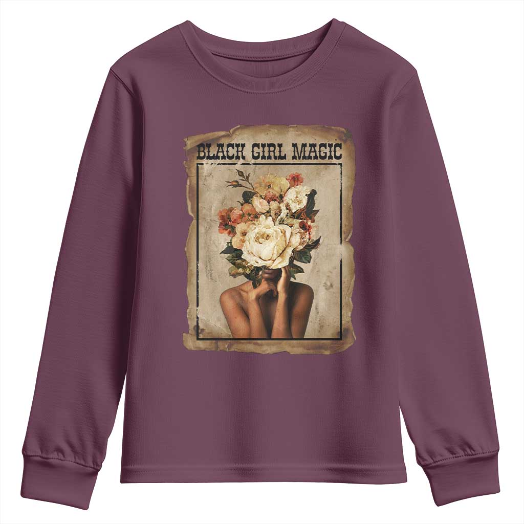 Black Girl Magic Youth Sweatshirt Feminist Black Women In History TS12 Maroon Print Your Wear